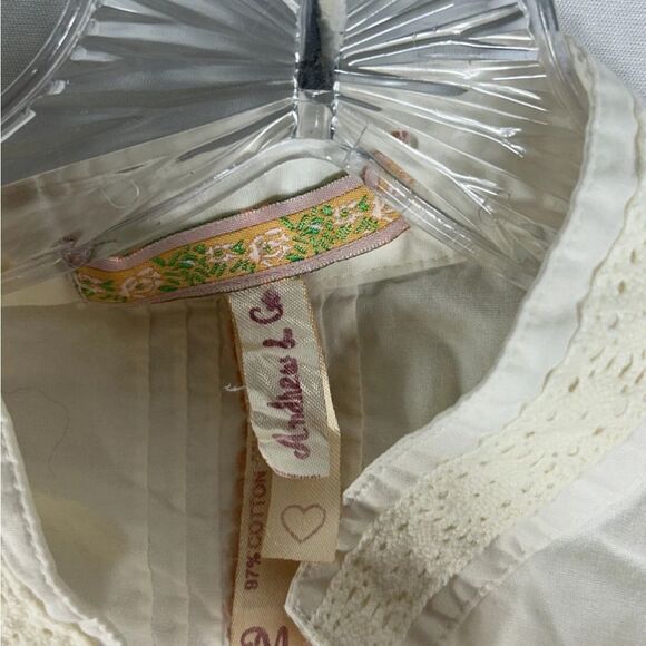 Andrew & Co ladies shirt button fairycore academia medium cotton y2k 90s crochet - Picture 2 of 9